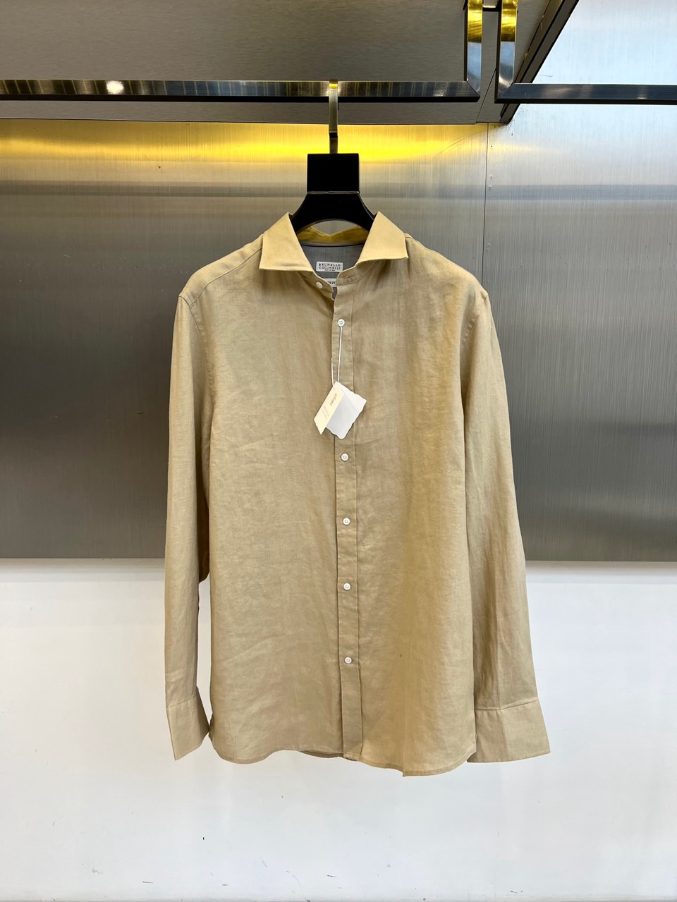 BC-Brunello Cucinelli 棉麻极简衬衫 | 自然呼吸 优雅随行纯白棉麻小尖领衬衫精选天