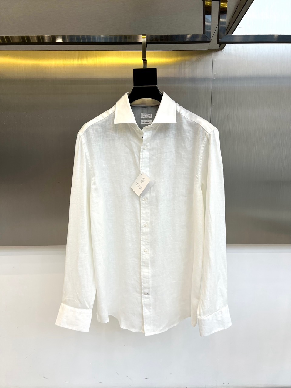 BC-Brunello Cucinelli 棉麻极简衬衫 | 自然呼吸 优雅随行纯白棉麻小尖领衬衫精选天