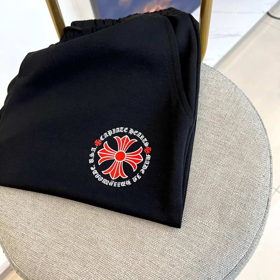 Ch克罗心、 2025s秋冬新款空气层棉质抽绳卫裤，男士经典印花徽标时尚运动休闲抽绳卫裤！采用客供进口2