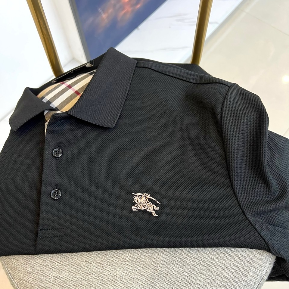 Bur巴宝莉、25秋冬精品！男士珠地棉长袖口袋翻领POLO衫，早秋男士基础百搭长袖衫，妥妥的商务精英标配