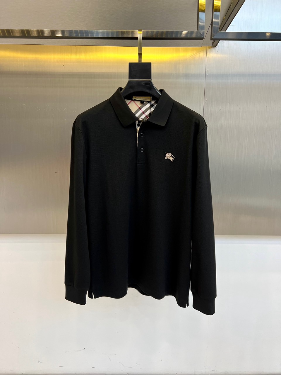 Bur巴宝莉、25秋冬精品！男士珠地棉长袖口袋翻领POLO衫，早秋男士基础百搭长袖衫，妥妥的商务精英标配