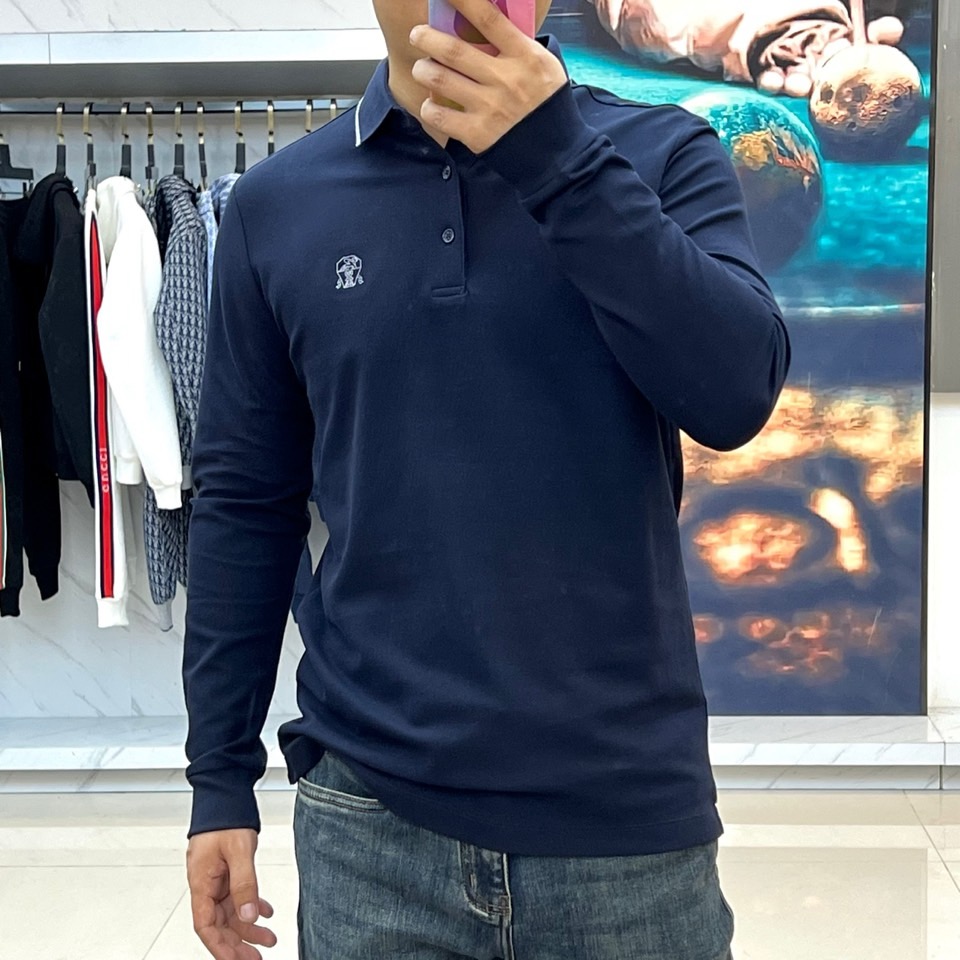 Brunello Cucinelli-BC、2025秋冬新品长袖Polo衫，以经典黑白配色演绎现代简约美