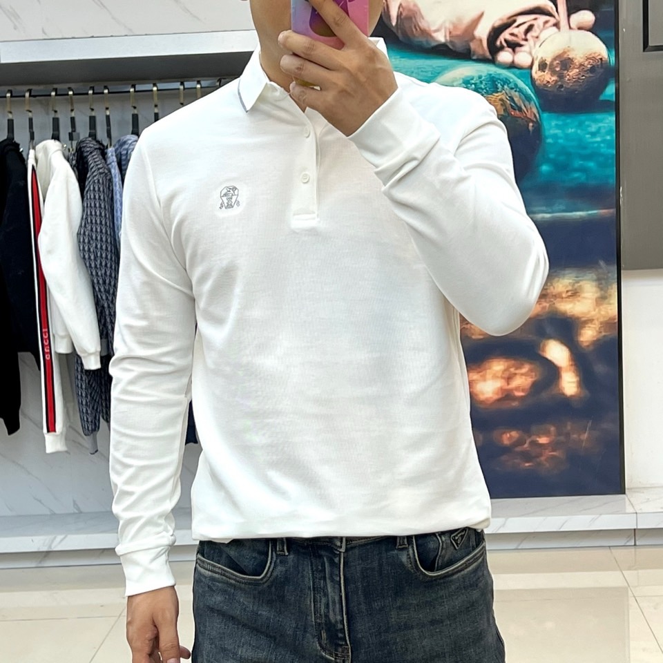 Brunello Cucinelli-BC、2025秋冬新品长袖Polo衫，以经典黑白配色演绎现代简约美