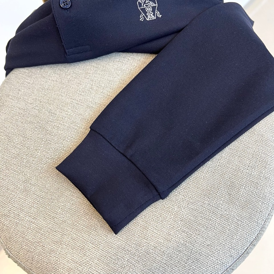 Brunello Cucinelli-BC、2025秋冬新品长袖Polo衫，以经典黑白配色演绎现代简约美