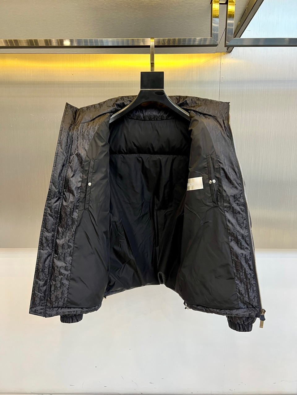 Dio迪奥（白鹅绒）、2025秋冬新品羽绒服。款式采用挺括的立领设计与流畅的拉链闭合，轮廓线条利落大气。