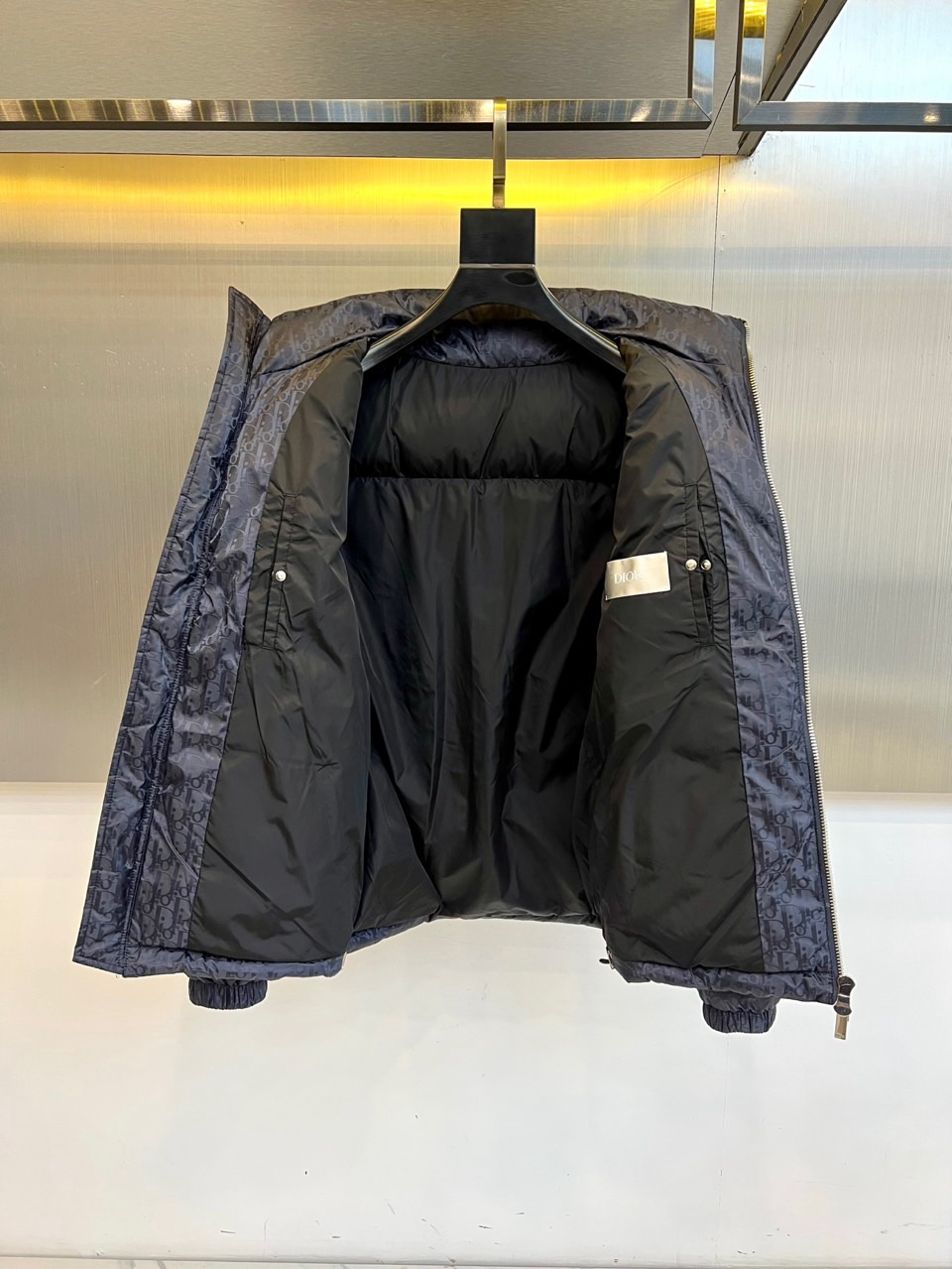 Dio迪奥（白鹅绒）、2025秋冬新品羽绒服。款式采用挺括的立领设计与流畅的拉链闭合，轮廓线条利落大气。