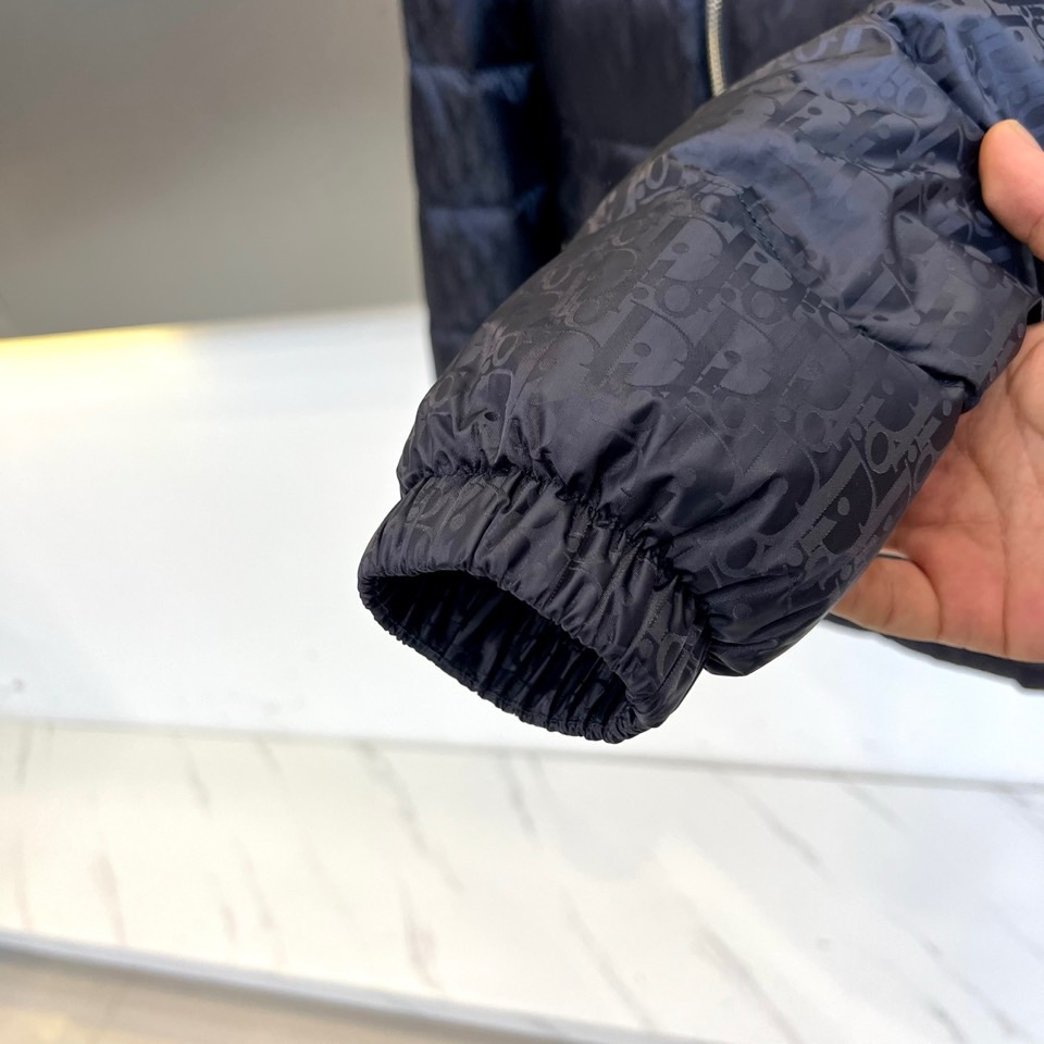 Dio迪奥（白鹅绒）、2025秋冬新品羽绒服。款式采用挺括的立领设计与流畅的拉链闭合，轮廓线条利落大气。