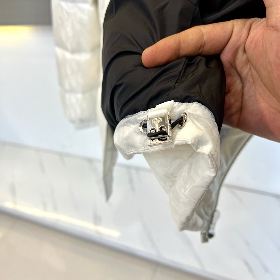 Dio迪奥（白鹅绒）、2025秋冬新品羽绒服。款式采用挺括的立领设计与流畅的拉链闭合，轮廓线条利落大气。