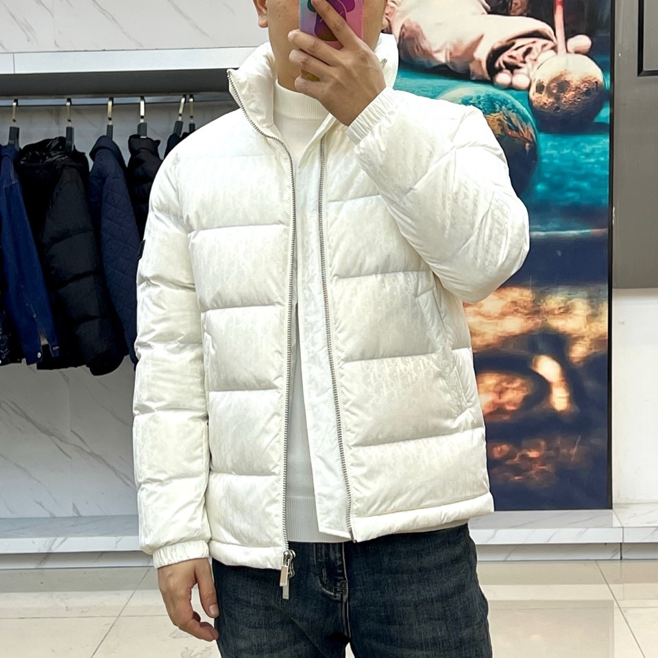 Dio迪奥（白鹅绒）、2025秋冬新品羽绒服。款式采用挺括的立领设计与流畅的拉链闭合，轮廓线条利落大气。