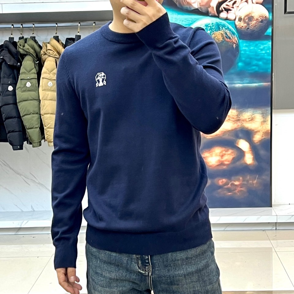 Brunello Cucinelli-BC，BC 2025秋冬系列新品圆领长袖针织衫，采用68%羊毛、2