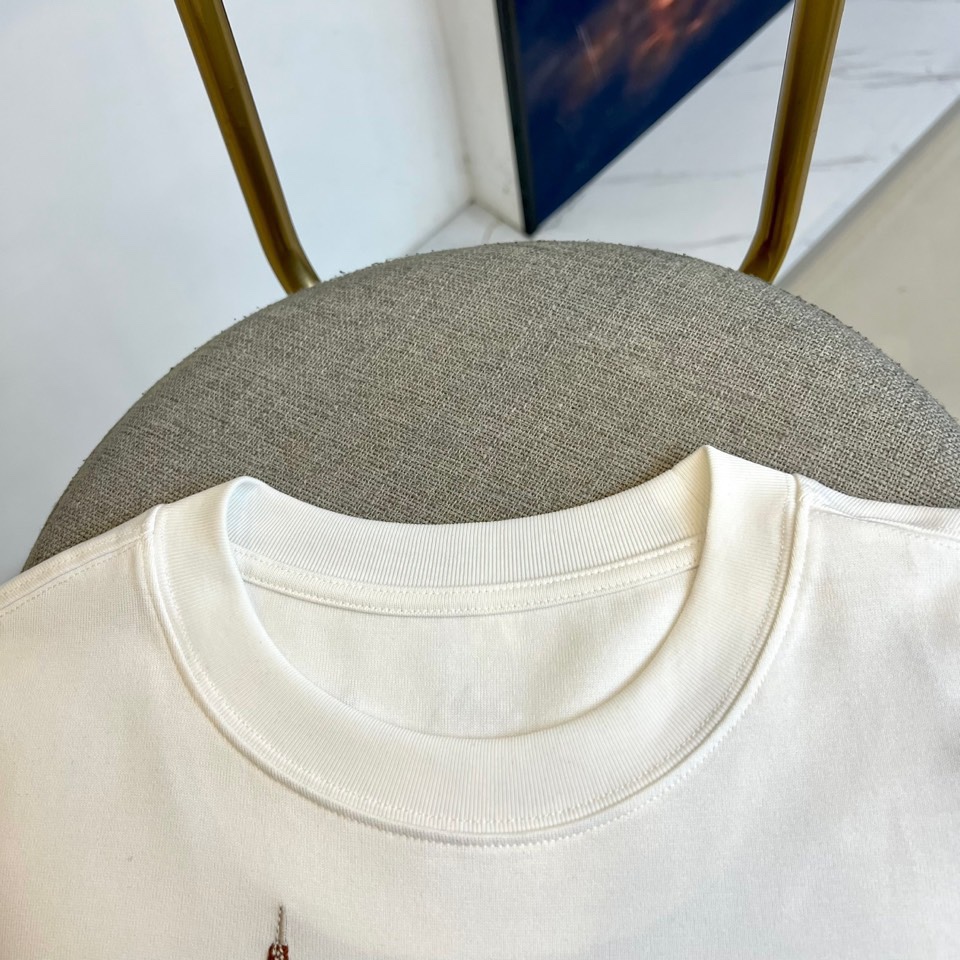 1v威登、2025秋冬新品蝴蝶元素短袖T恤。这款白色短袖T恤以品牌经典标志为设计核心，创新采用蝴蝶图案组