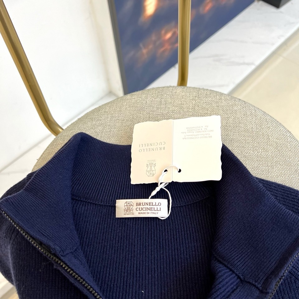 🌾Brunello Cucinelli BC-2025秋冬新品男士半高领拉链设计毛衫。6%绵羊毛+20%