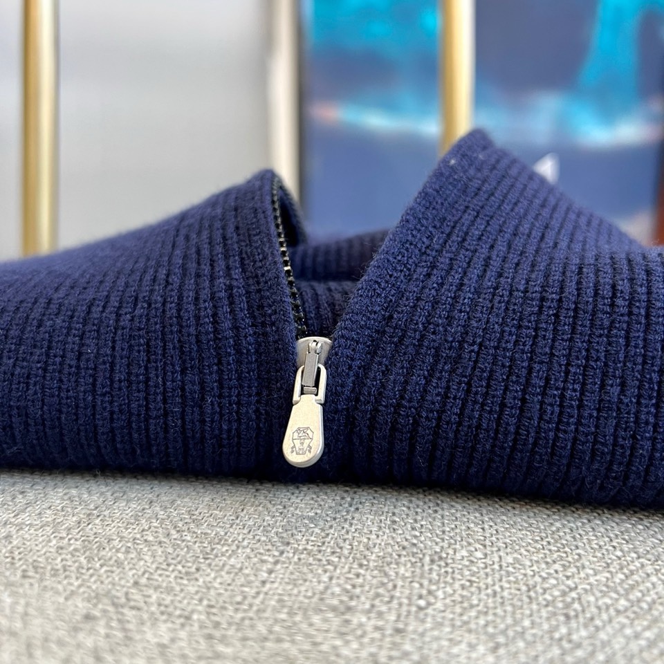 🌾Brunello Cucinelli BC-2025秋冬新品男士半高领拉链设计毛衫。6%绵羊毛+20%