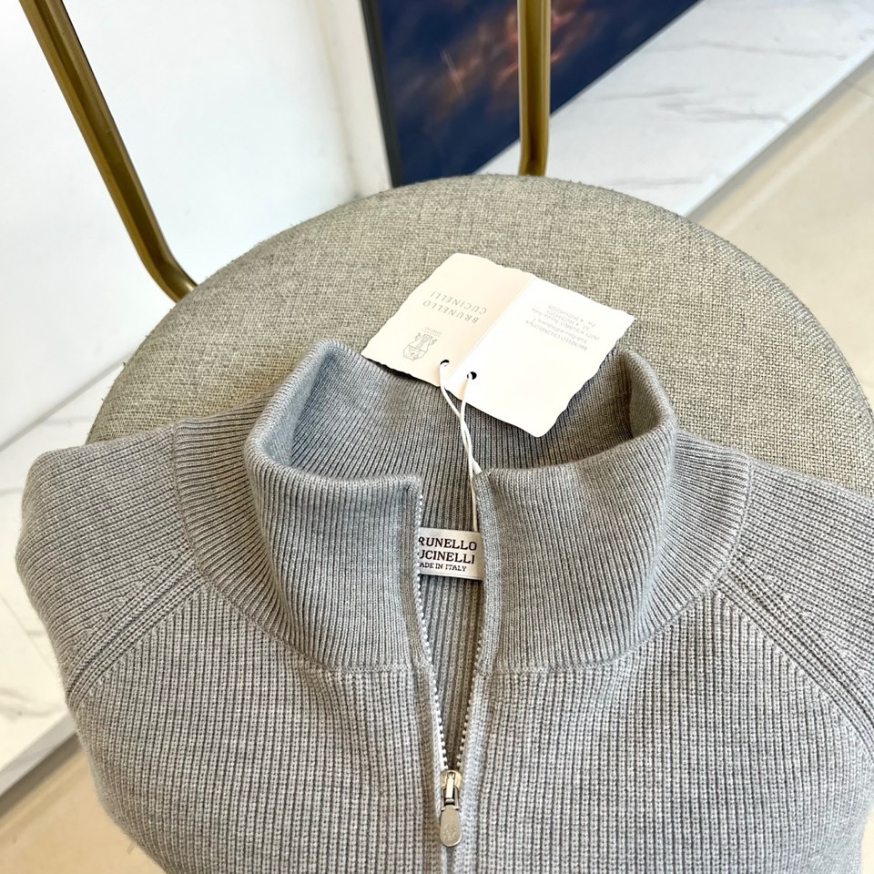 🌾Brunello Cucinelli BC-2025秋冬新品男士半高领拉链设计毛衫。6%绵羊毛+20%
