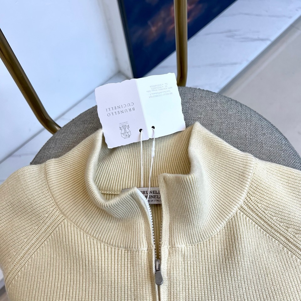 🌾Brunello Cucinelli BC-2025秋冬新品男士半高领拉链设计毛衫。6%绵羊毛+20%