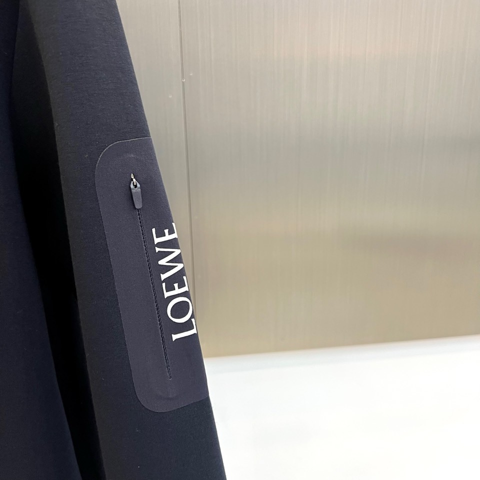 🌾罗意威、2025秋冬新款LOEWE白色圆领卫衣，以纯净白色调呈现，左胸饰有黑色品牌标志性图案，袖子上印