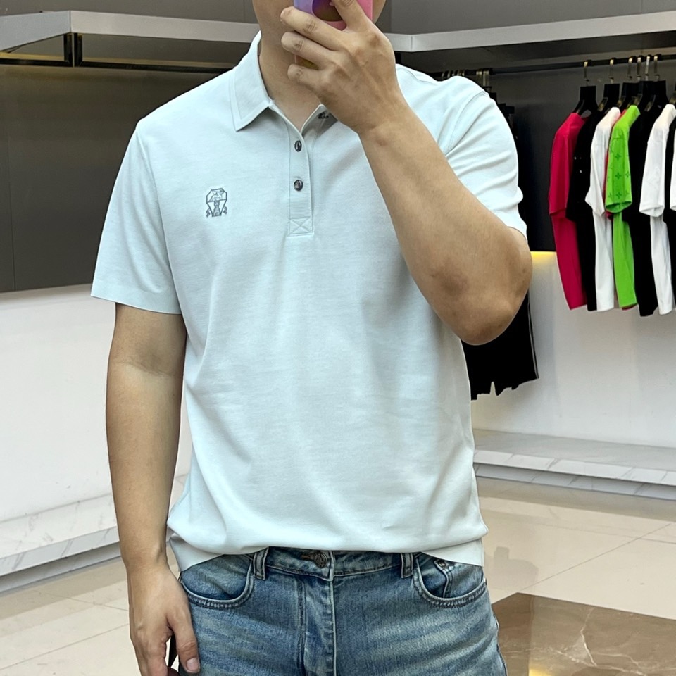 브루넬로쿠치넬리 남성 버튼 카라 반팔 셔츠 103554 이미지 2
