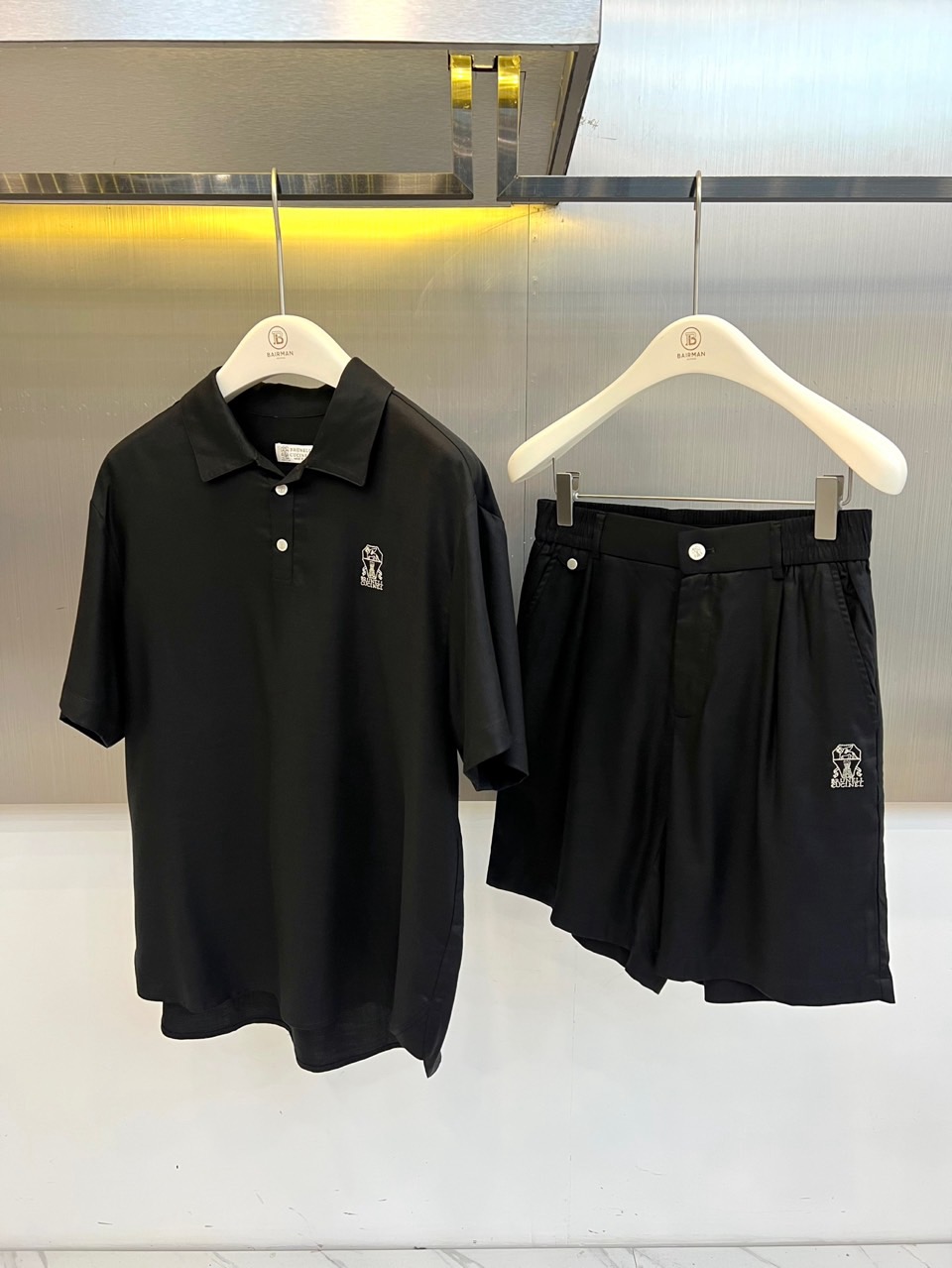 一套.Brunello Cucinelli-BC、2026春夏新品套装，Polo衫与短裤的同色系套装，完