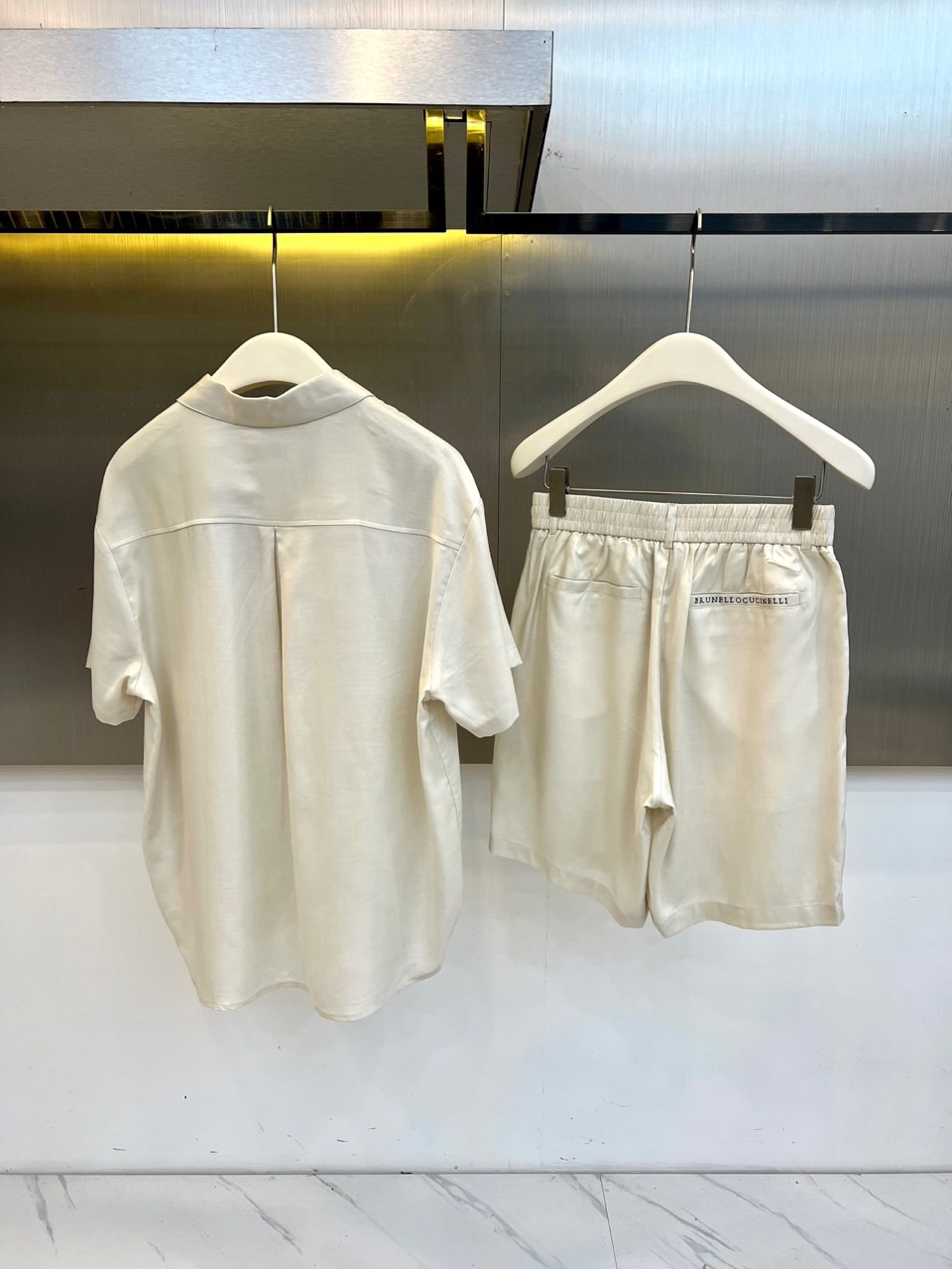一套.Brunello Cucinelli-BC、2026春夏新品套装，Polo衫与短裤的同色系套装，完