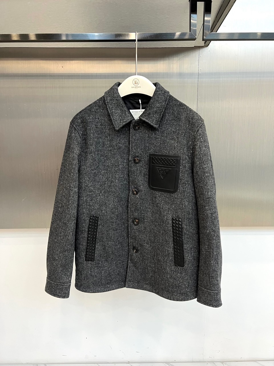 Bottega Veneta Gray Contrast Pocket Overshirt