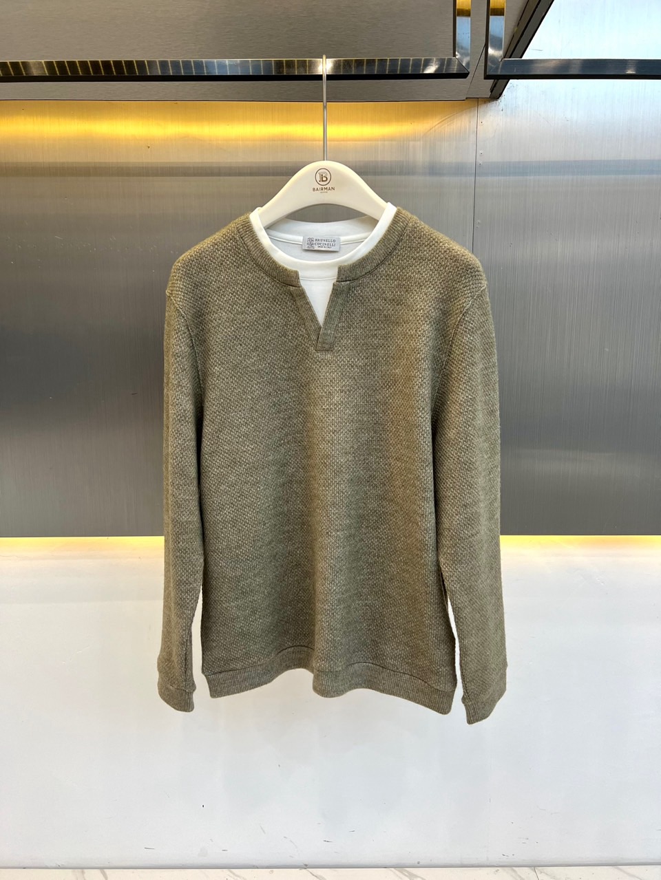 Brunello Cucinelli-BC、2026秋冬新品假两件针织衫。 秋日氛围感，一件直接拉满！ 意式休闲风，色调