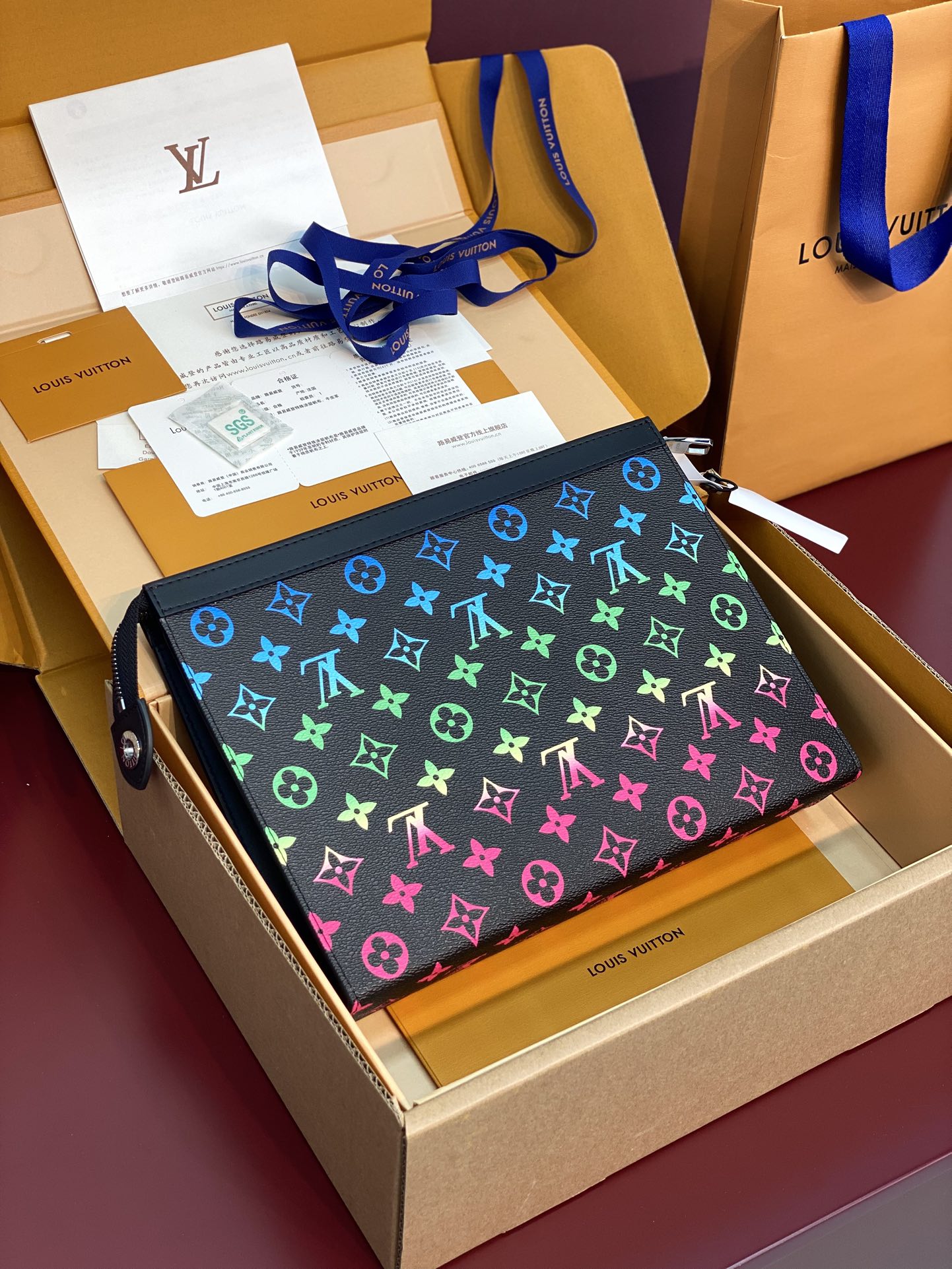 升级版本 ⚠️M13907 黑色渐变！ (头层牛皮制作) 变码芯片！Monogram Eclipse帆