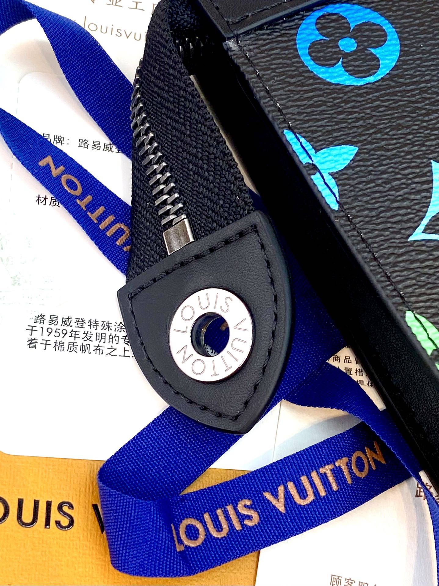  升级版本 ⚠️M13907 黑色渐变！ (头层牛皮制作) 变码芯片！Monogram Eclipse帆