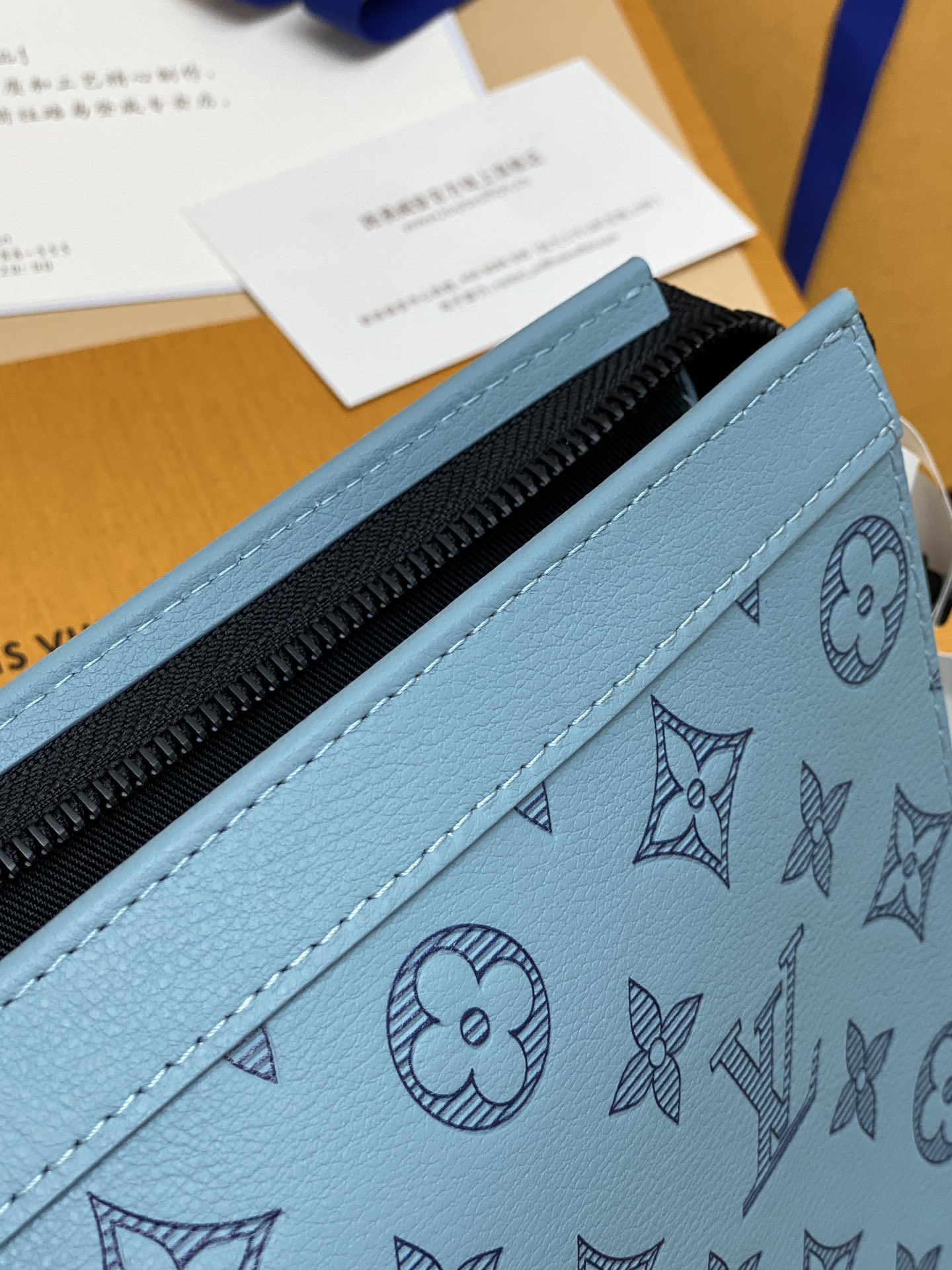  升级版本⚠️M61692 新压花冰蓝！ （此款采用头层牛皮制作）Monogram Eclipse帆布裁