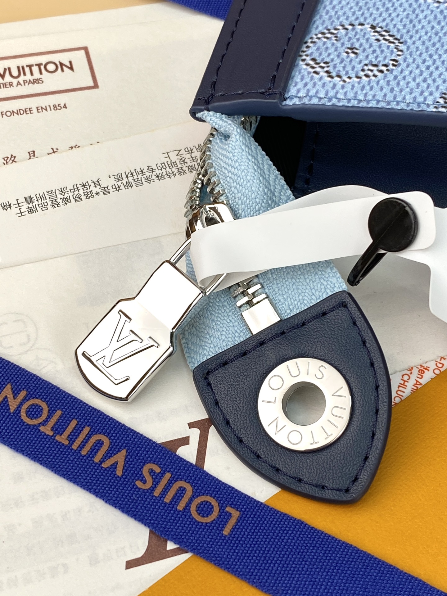 升级版本⚠️M61692 蓝条纹！芯片版！Monogram Heritage 涂层帆布包裹印花牛皮内胆！