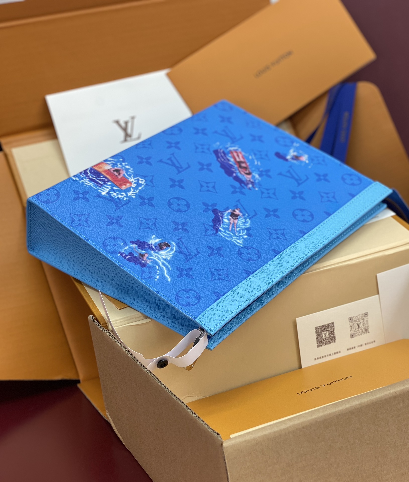 升级版本⚠️M61692 游泳蓝！芯片版！Monogram Heritage 涂层帆布包裹印花牛皮内胆！