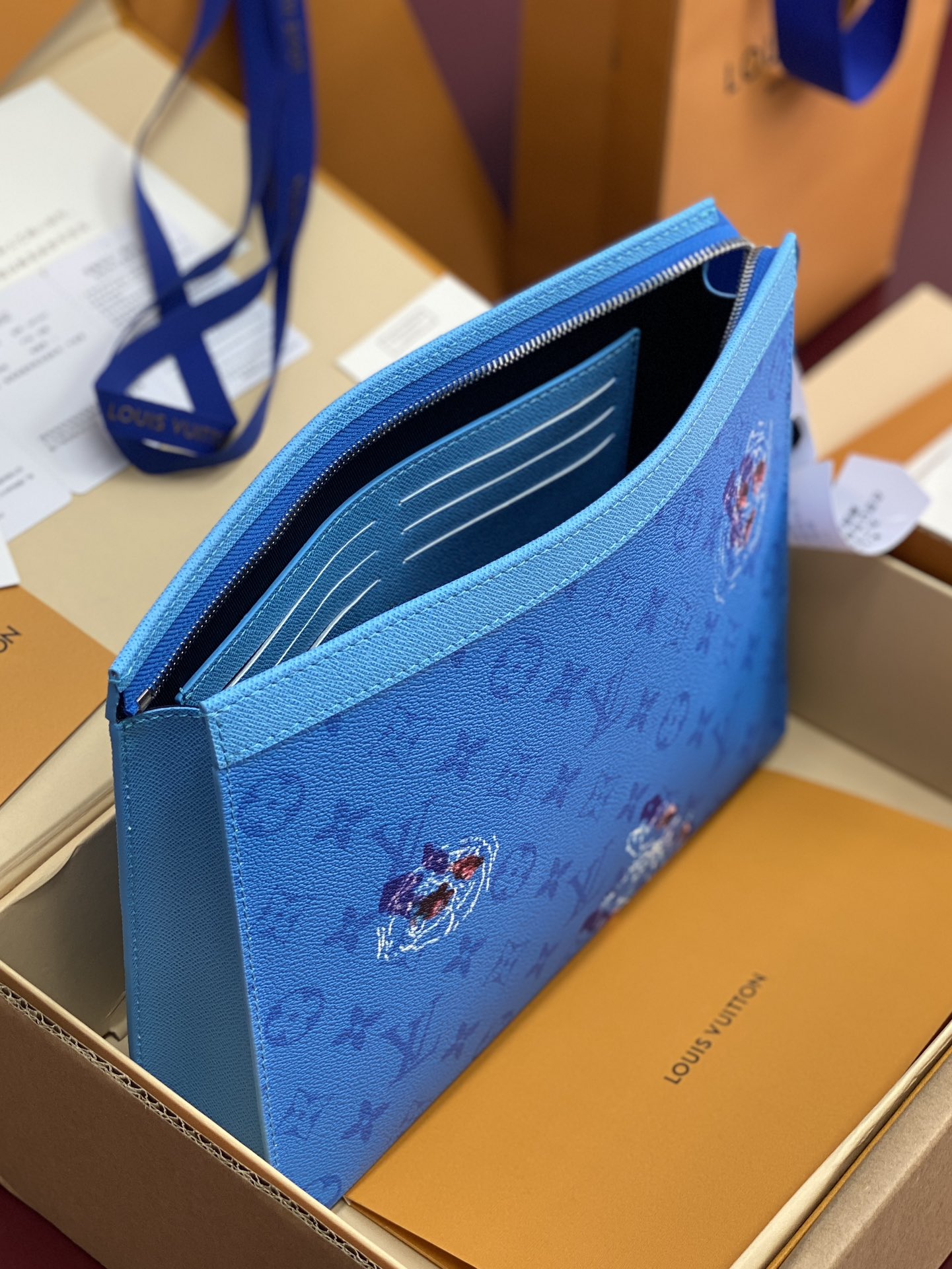 升级版本⚠️M61692 游泳蓝！芯片版！Monogram Heritage 涂层帆布包裹印花牛皮内胆！