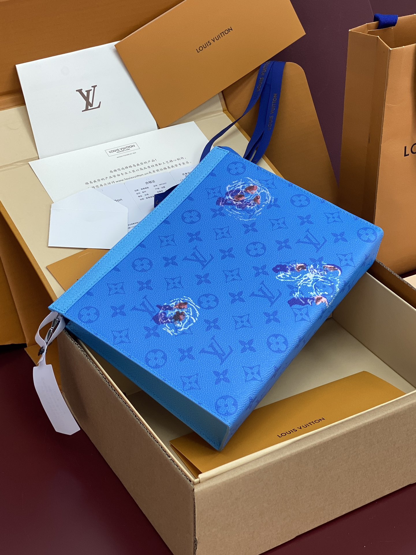 升级版本⚠️M61692 游泳蓝！芯片版！Monogram Heritage 涂层帆布包裹印花牛皮内胆！