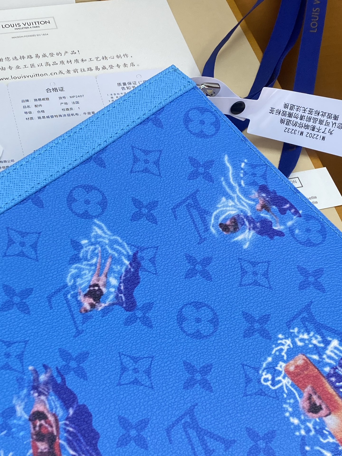 升级版本⚠️M61692 游泳蓝！芯片版！Monogram Heritage 涂层帆布包裹印花牛皮内胆！