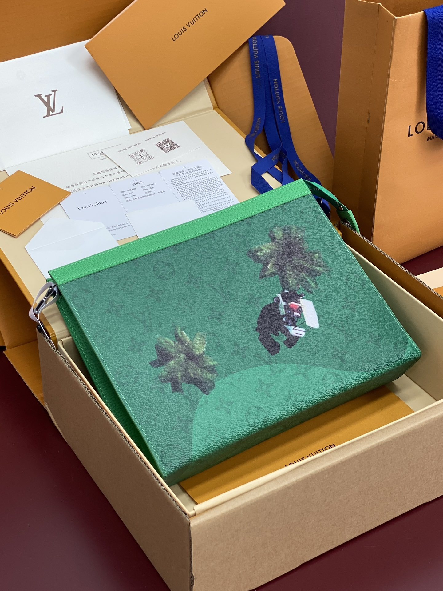 升级版本⚠️M61692 棒球绿!芯片版!Monogram Heritage 涂层帆布包裹印花牛皮内胆!