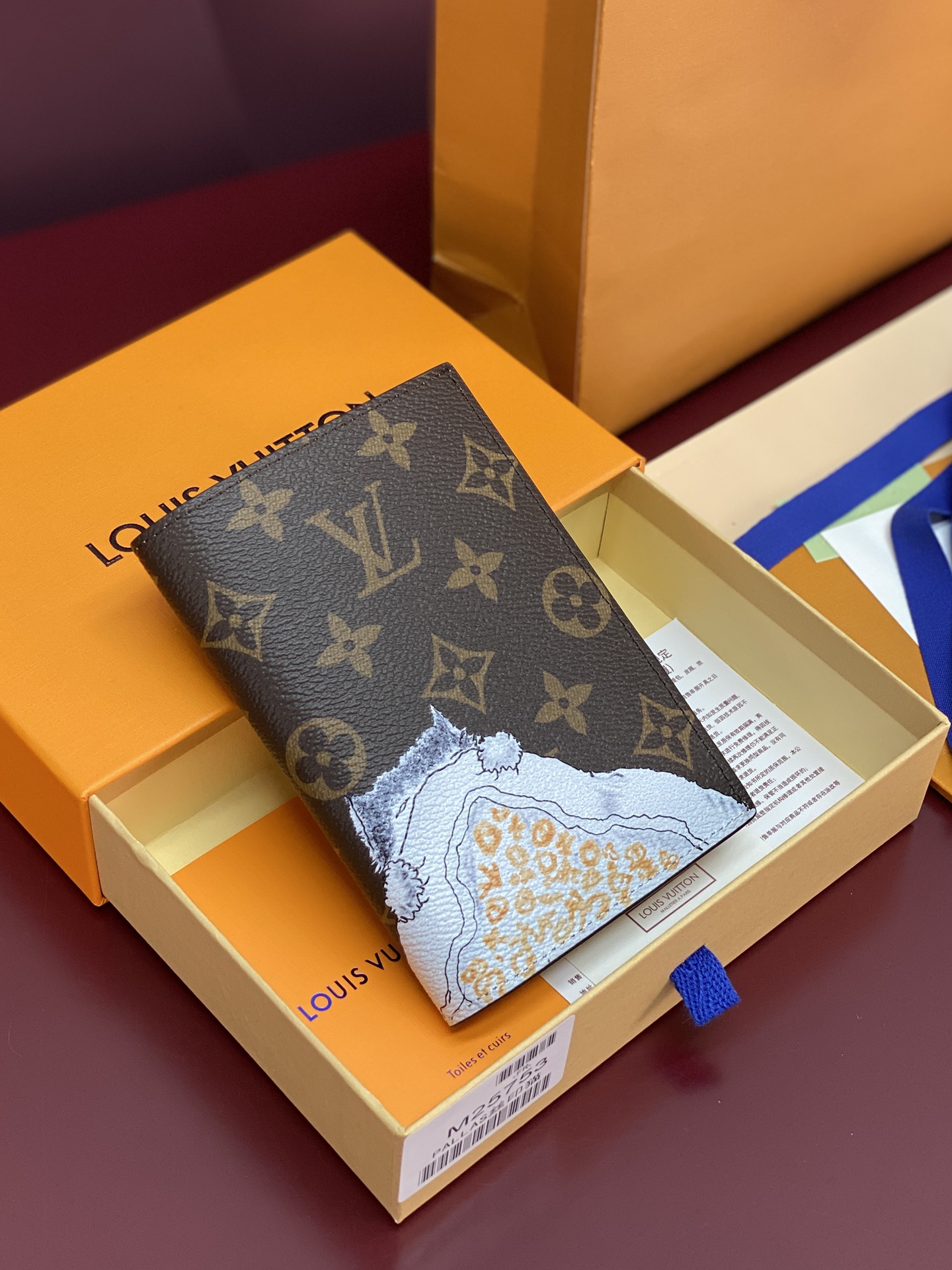 Louis Vuitton Monogram Canvas Passport Holder with Cat Print
