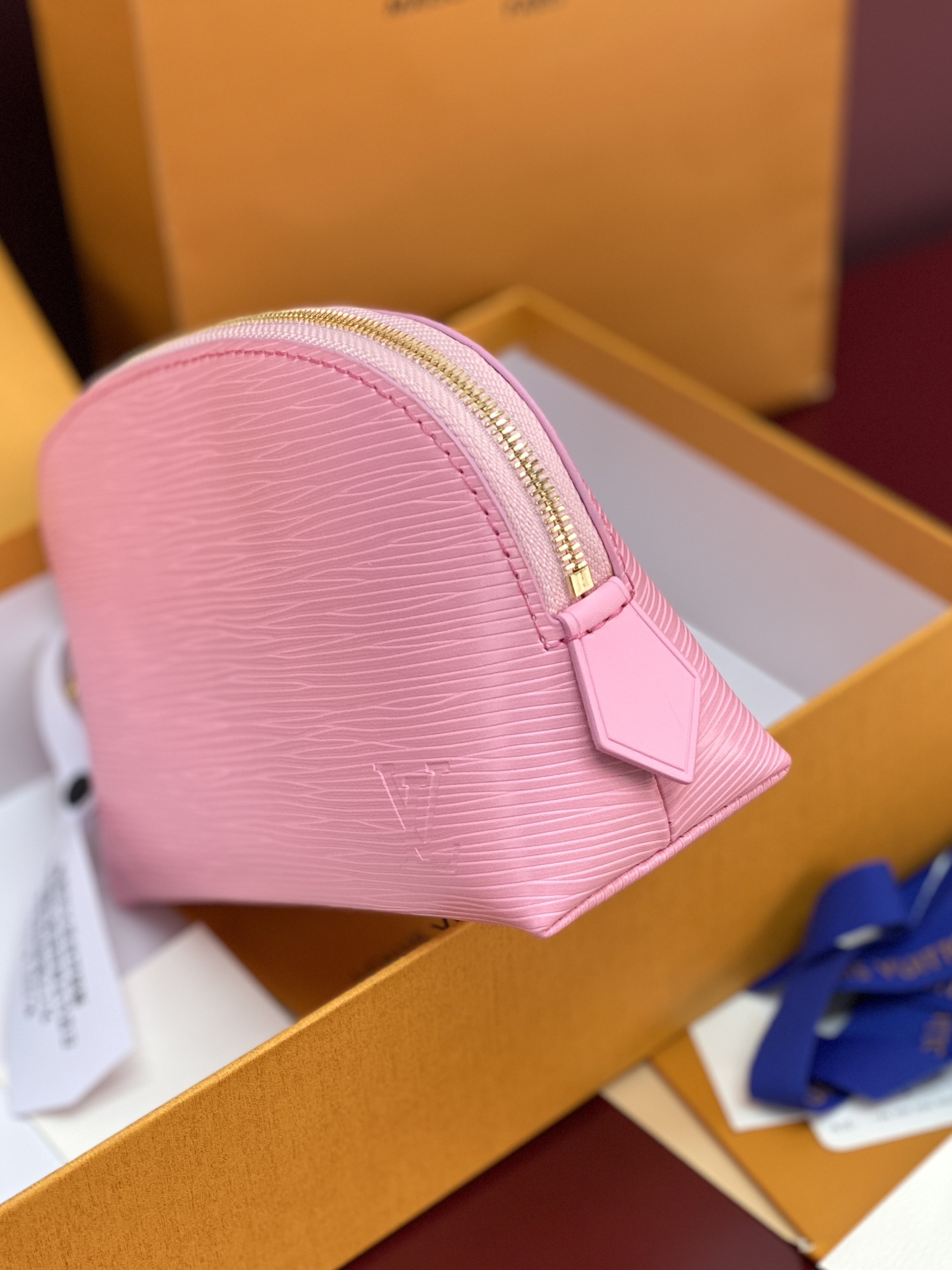 M15198粉色 水波纹化妆包 当季新款 POCHETTE COSMÉTIQUE 小号化妆包 本款 Po