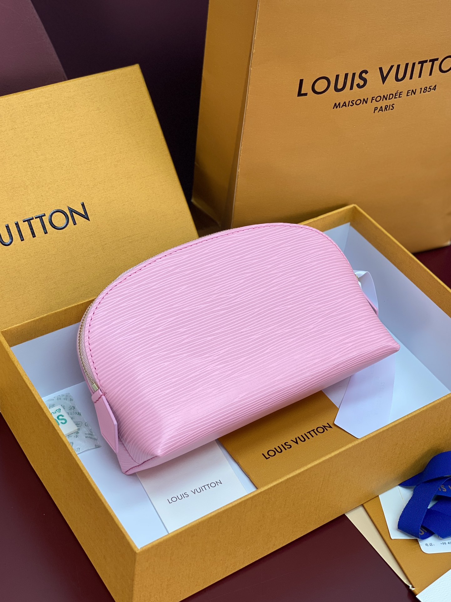 M15198粉色 水波纹化妆包 当季新款 POCHETTE COSMÉTIQUE 小号化妆包 本款 Po