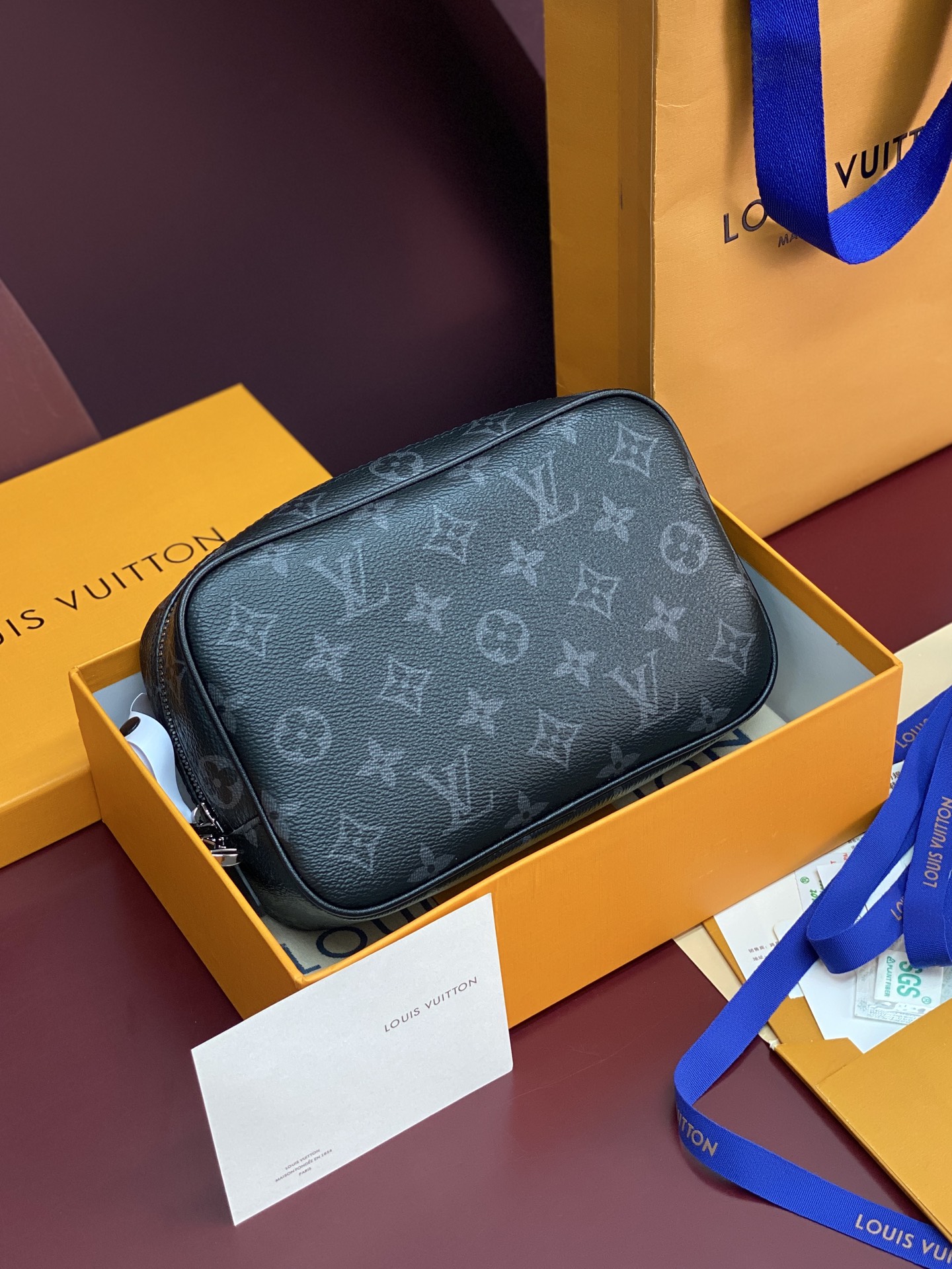 小号！M46577 黑花！新版本！LOUIS VUITTON PM 老花Logo拉链开合 涂层帆布拼牛皮