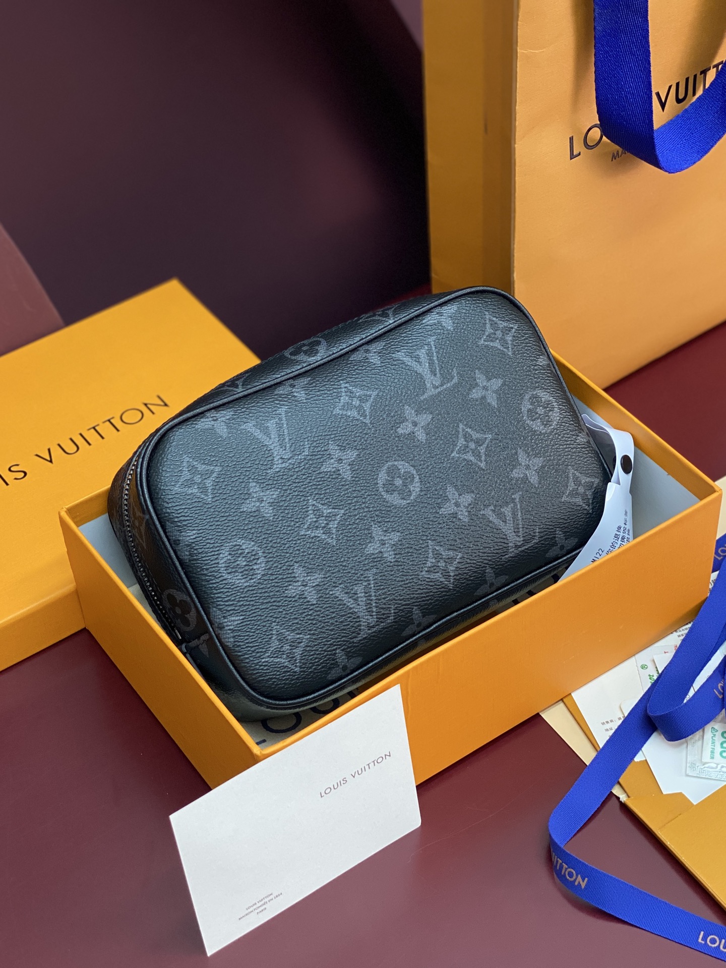 小号！M46577 黑花！新版本！LOUIS VUITTON PM 老花Logo拉链开合 涂层帆布拼牛皮
