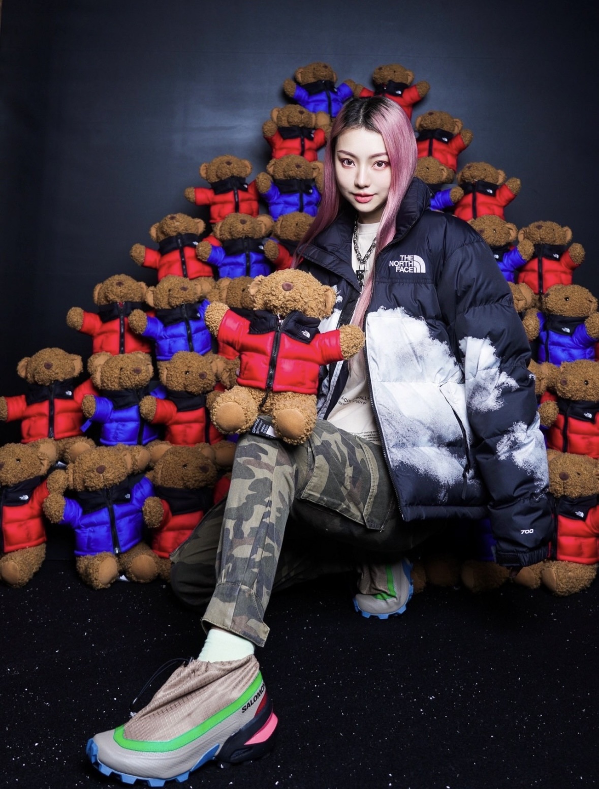 The North Face 北面扎染印花logo1992袖章30周年纪念特别款羽绒服 上身示范 #