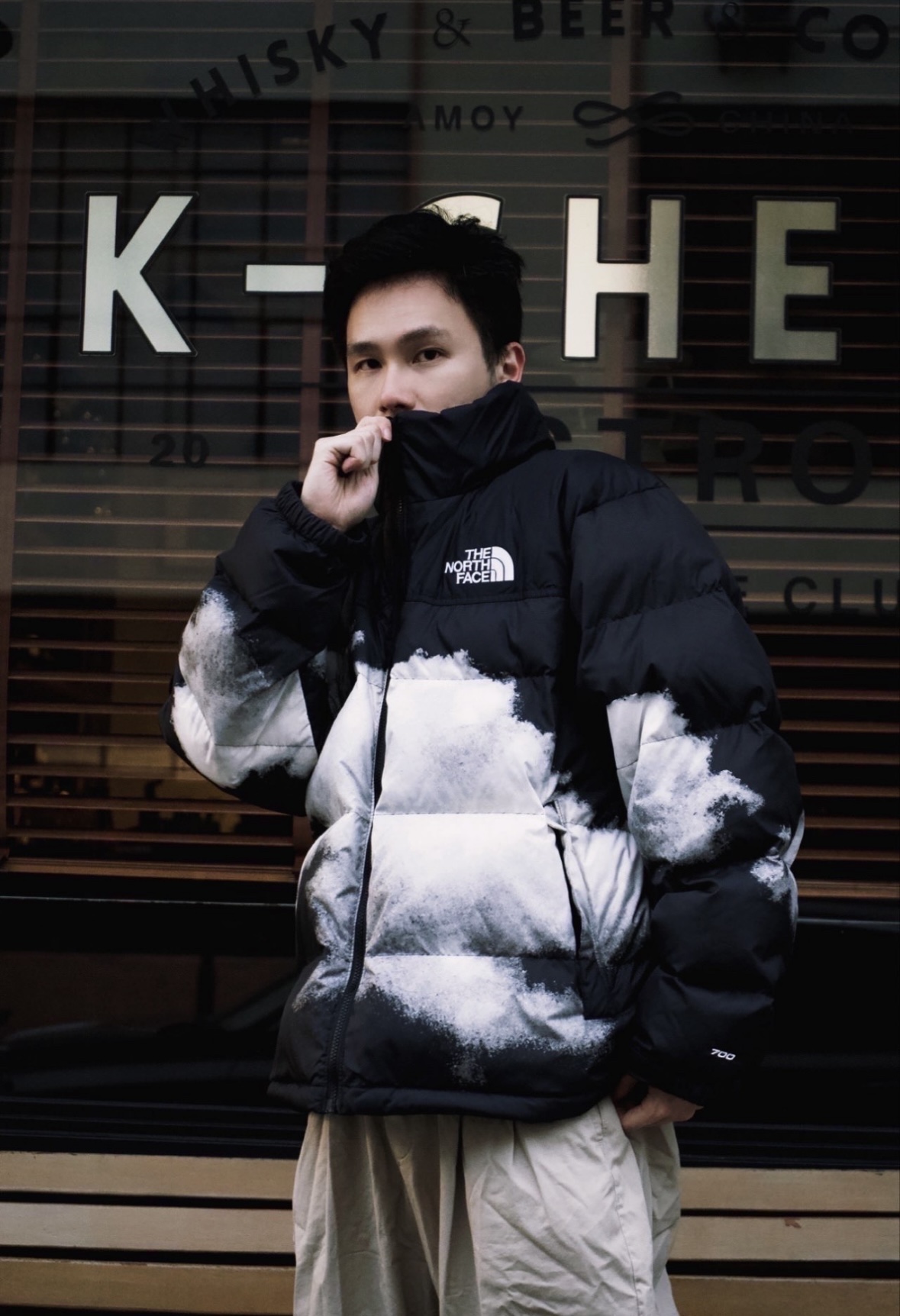 The North Face 北面扎染印花logo1992袖章30周年纪念特别款羽绒服 上身示范 #