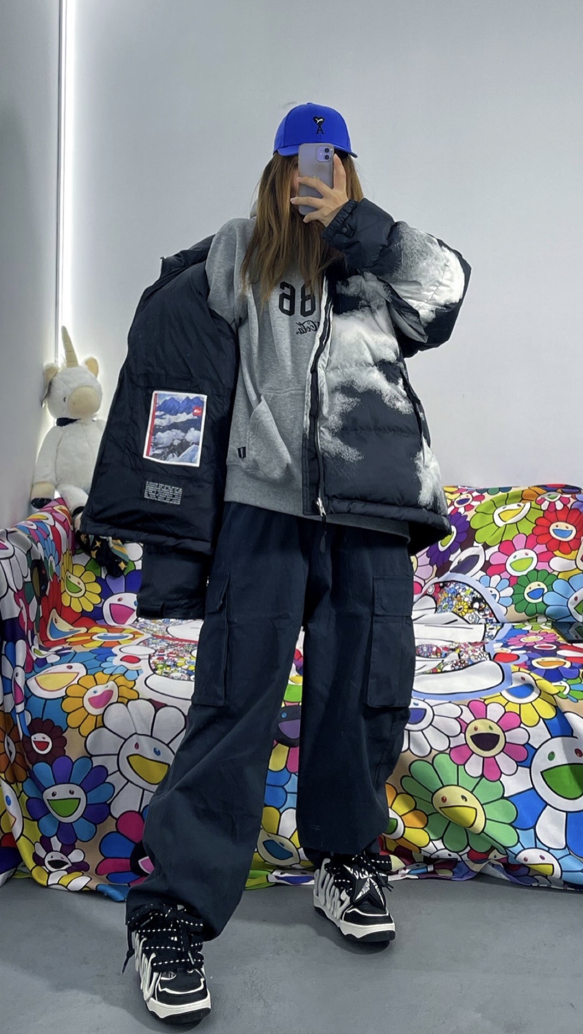 The North Face 北面扎染印花logo1992袖章30周年纪念特别款羽绒服 上身示范 #