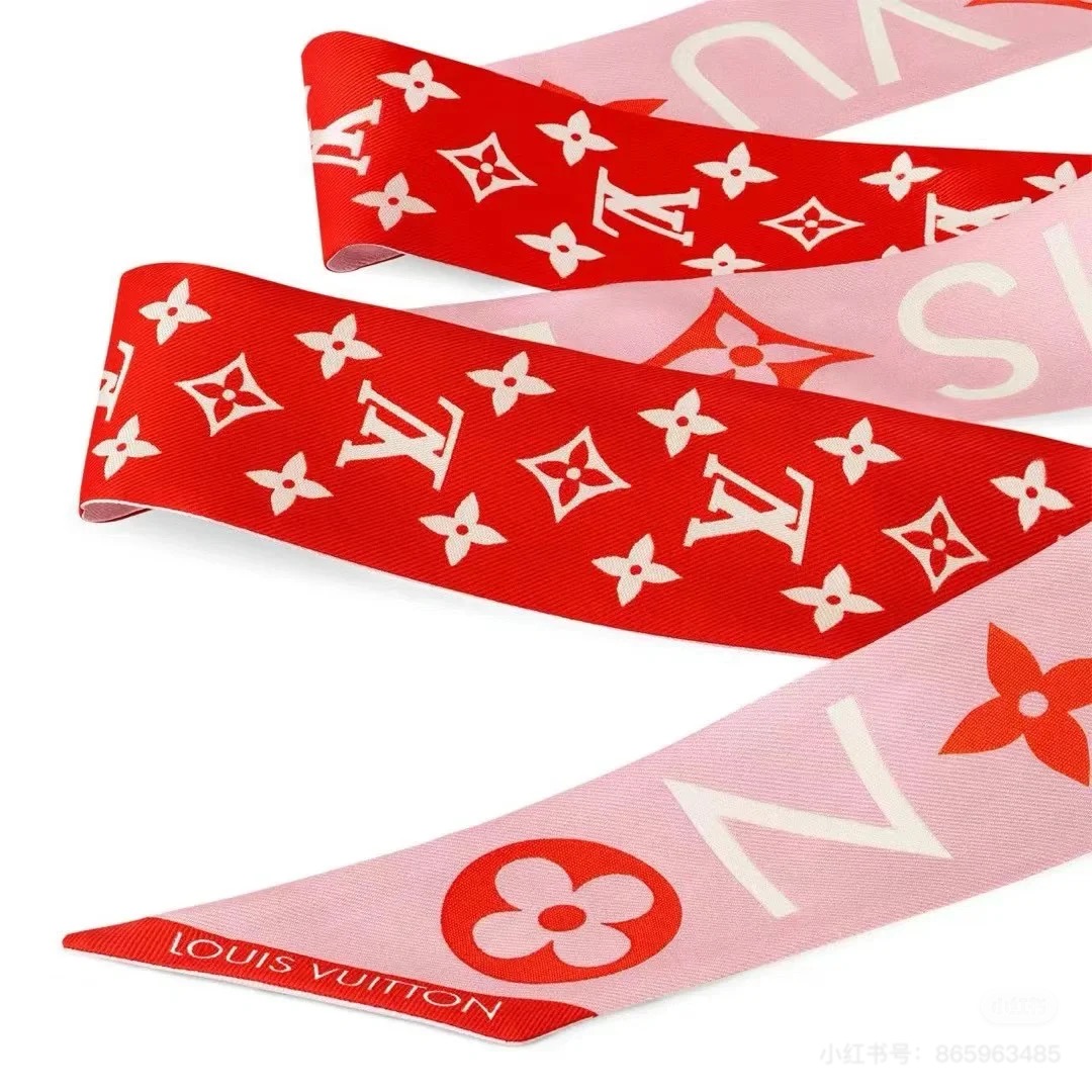 Luxurious LV Silk Scarf: Twilight Leaves Design, 120x5cm, Perfect for Any Outfit - 图片 2