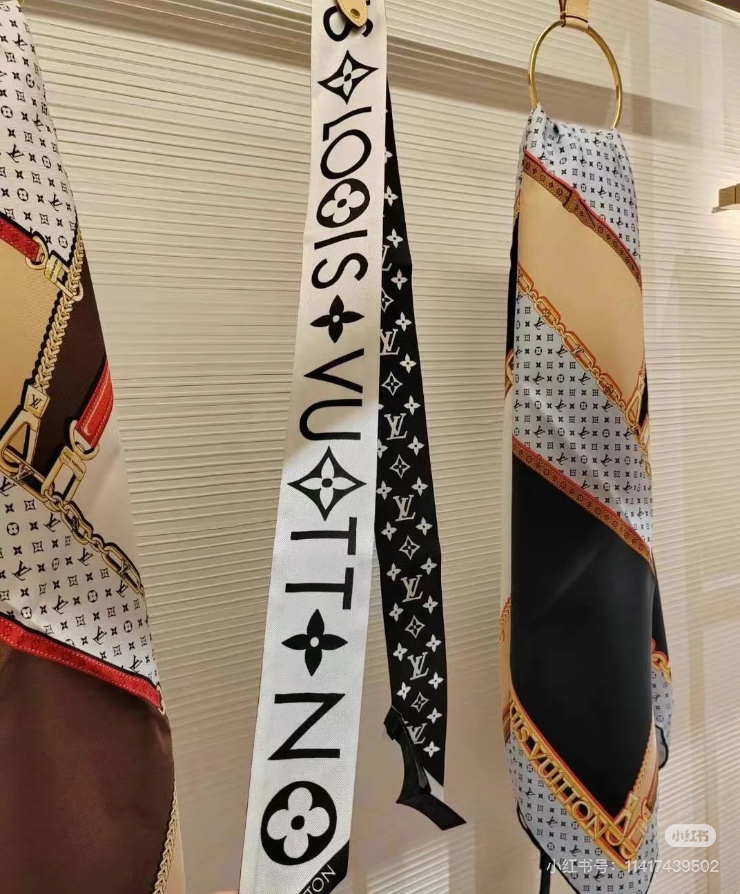 Luxury LV Silk Scarf with Twilight Leaf Design in 120x5cm Size and Matching Accessories - 图片 6