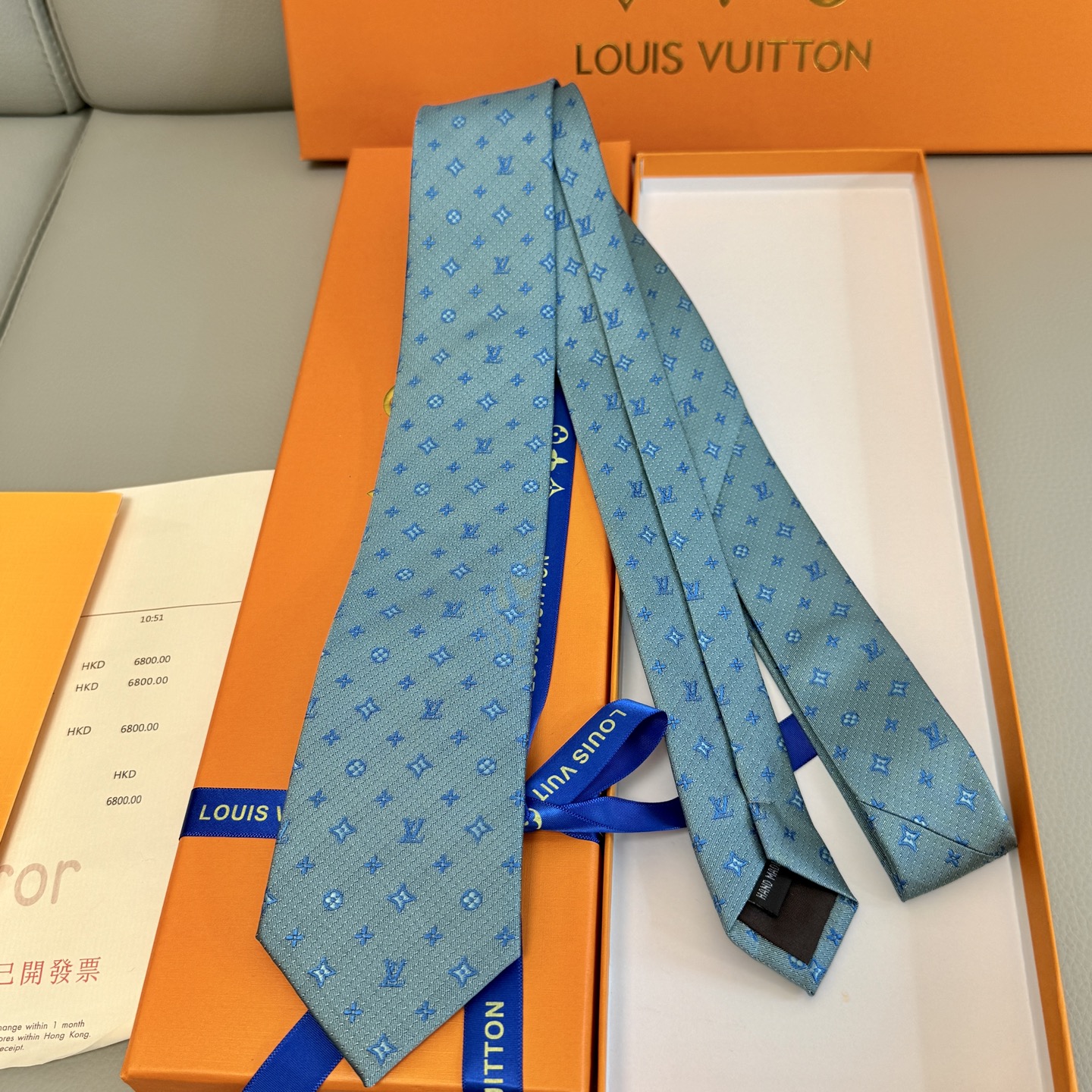 Luxury Louis Vuitton Men’s Bands Showcase Crafty Fashionable Damier Pattern Silk Custom. - 图片 8