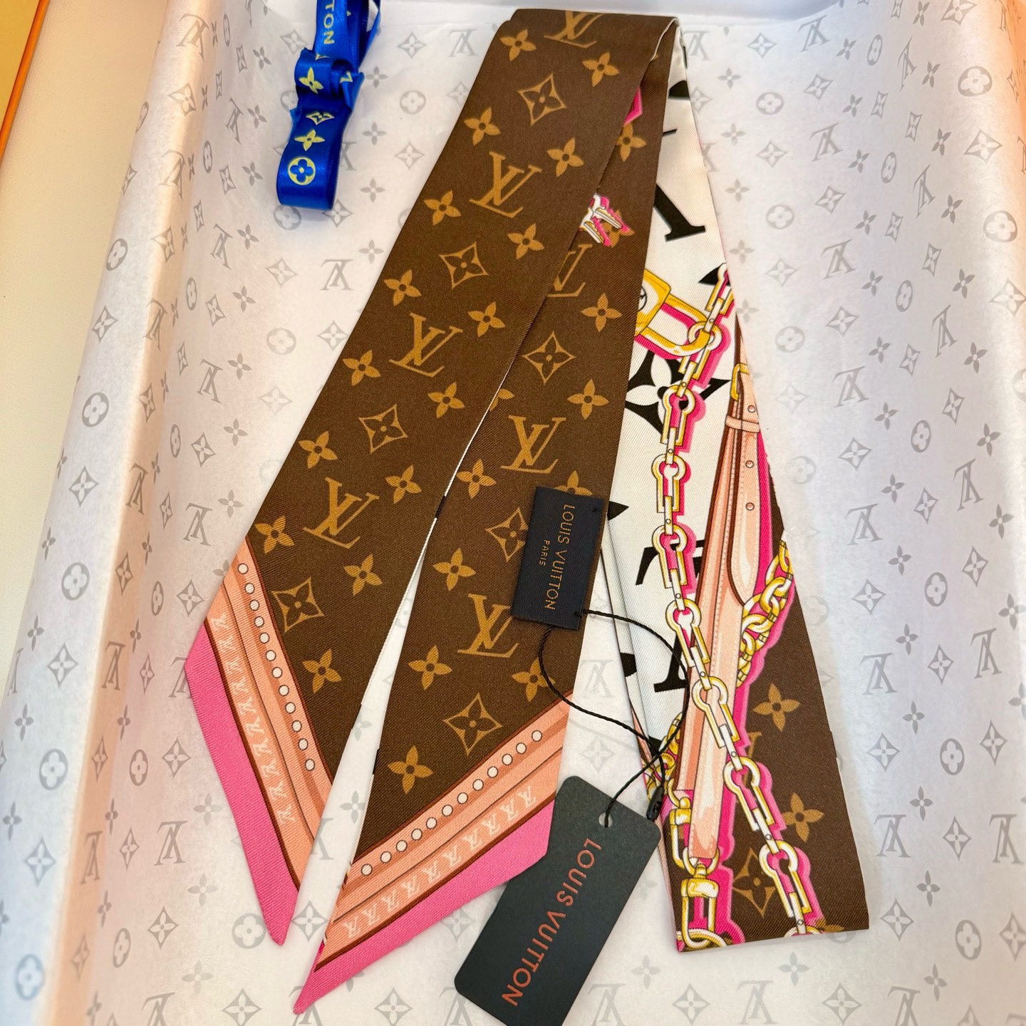 [LV Small Ribbons]UltimateMonogramBB hair strap streamers incorporate chain, l