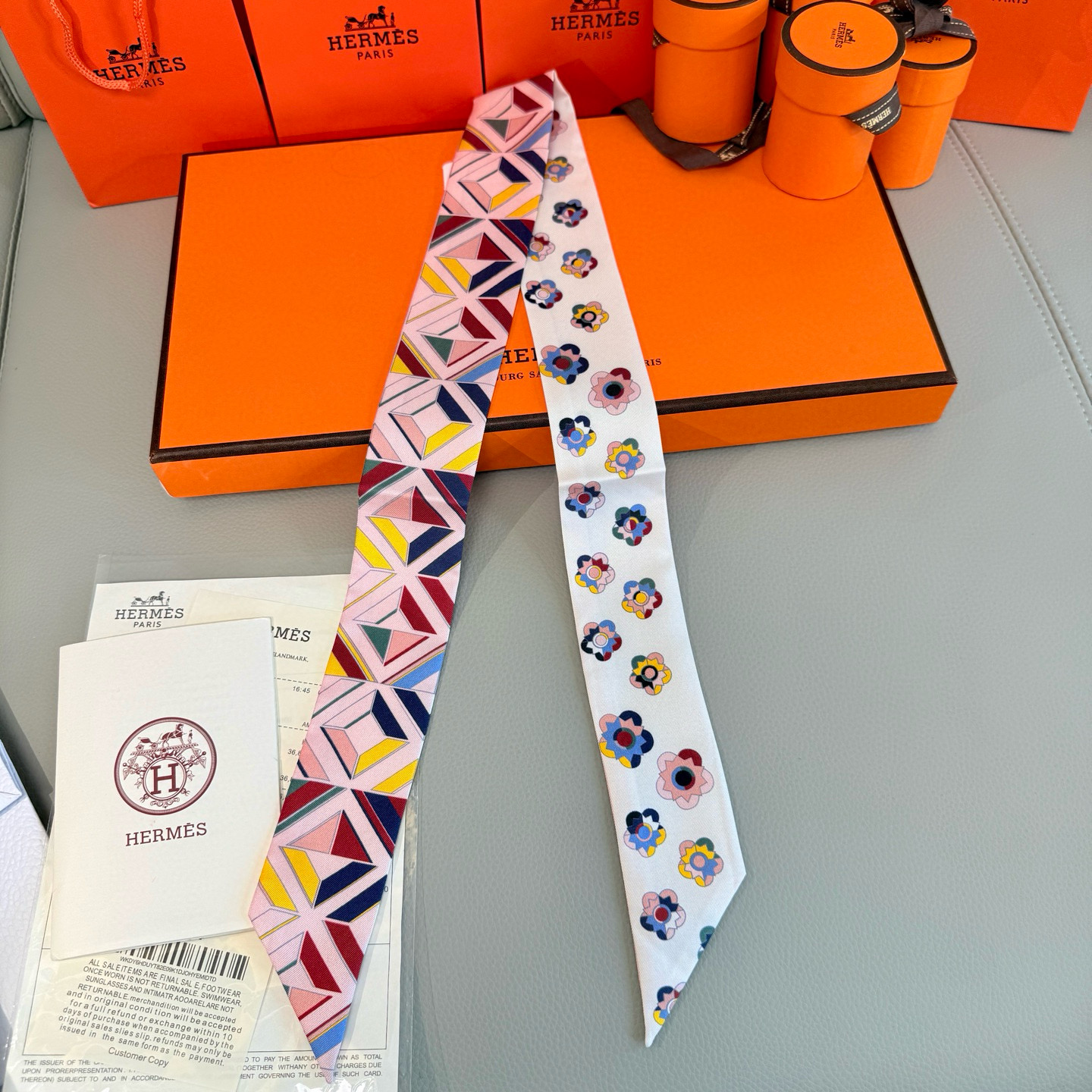 [Hermès Small Ribbons]Twilly small scarf Twilly small silk scarf 100 mulberry