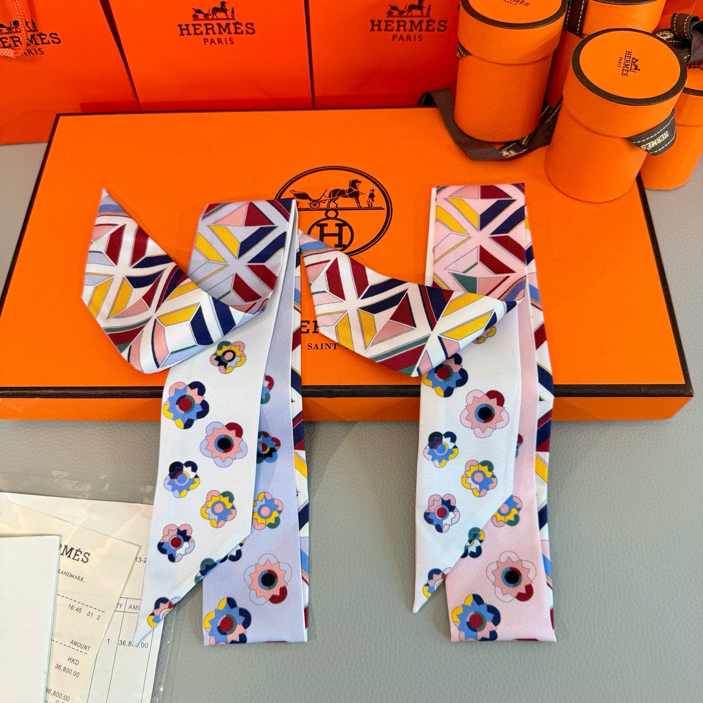 [Hermès Small Ribbons]Twilly small scarf Twilly small silk scarf 100 mulberry