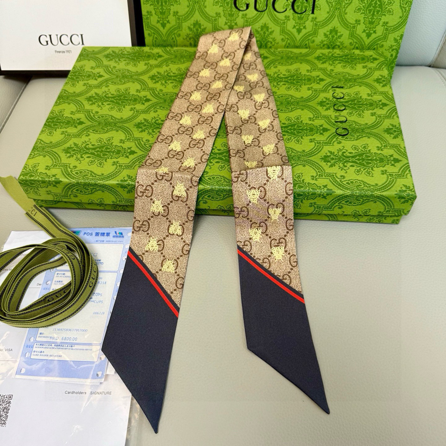 。ZG同步❗️镀金蜜蜂🦋GUCCI双层真丝飘带💕【尖端‼️专柜最最新款来袭💕女神必入  法国进口真丝面料