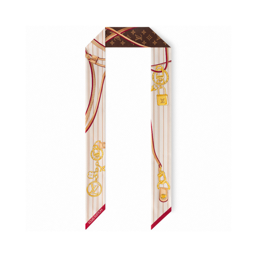 Louis Vuitton MyNeverfullBB Silk Twilly Scarf, Striped Lock, 120x5cm